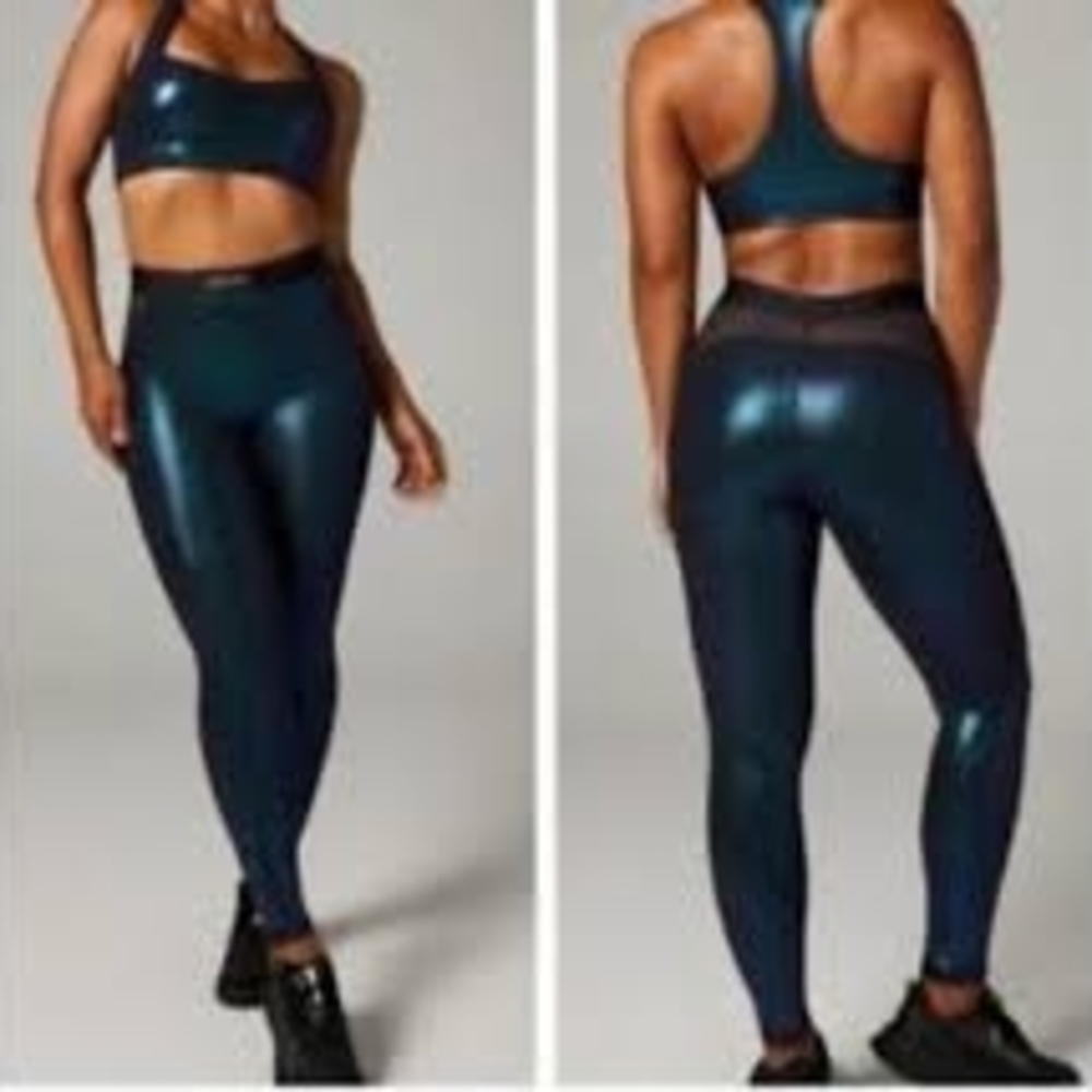 Savage X Fenty Iridescent/Oil Slick Metallic Blue Turquoise Purple Leggings